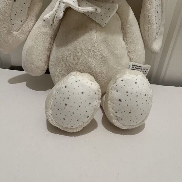 Babyboat Cream Tan Star Polka Dots Floppy Ears Feet Bunny Rabbit 14" Plush Toy - Picture 3 of 9